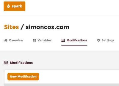 Setting up a new Modification in Spark.