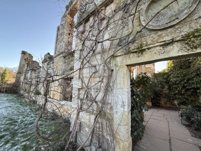 East wall of the old ruined house at Old Scotney Castle.